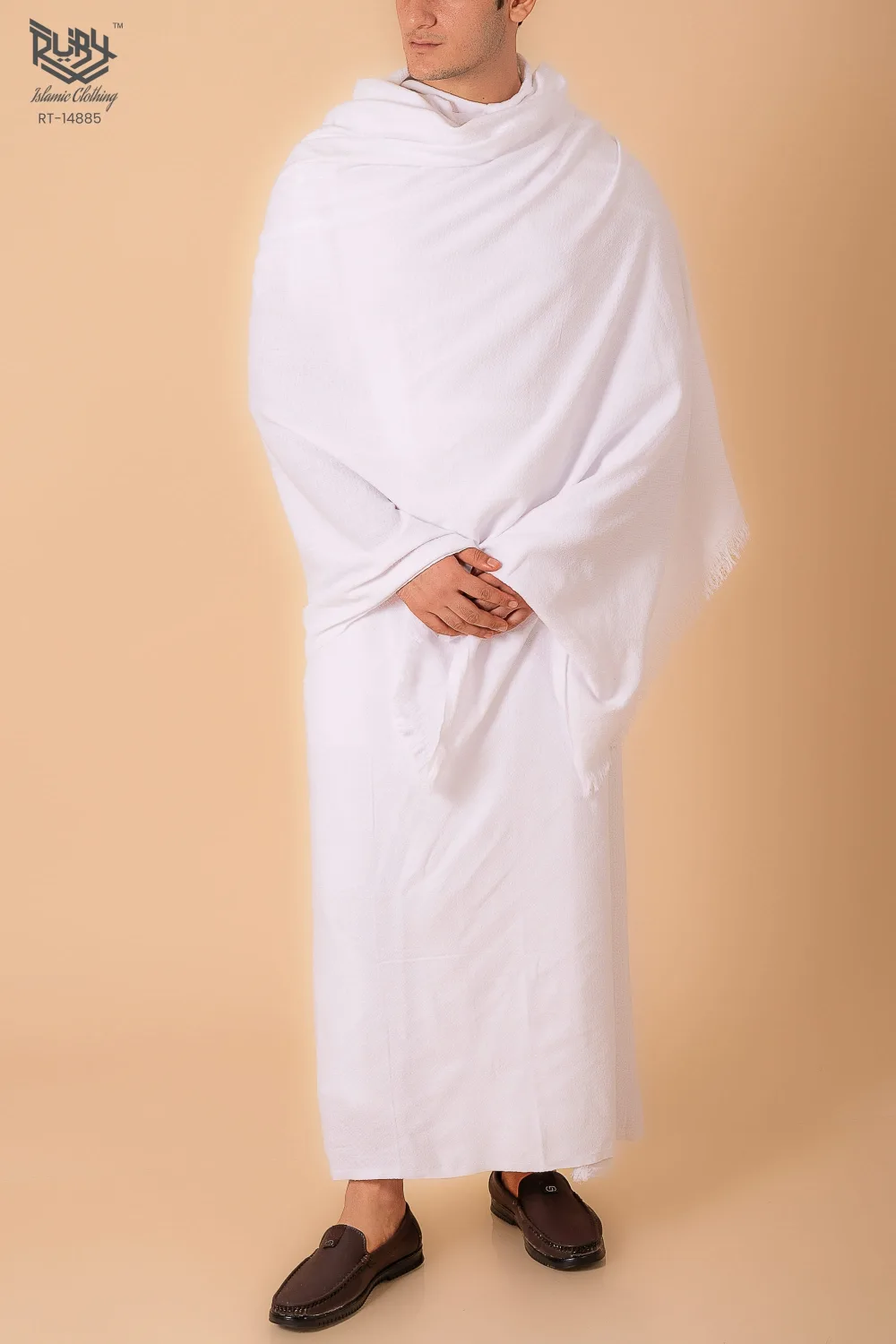 Premium Men’s Pure White 2-Piece Ihram Set for Hajj & Umrah — 46″×92″ (Free Size) — Ultra-Soft Cotton/Towel