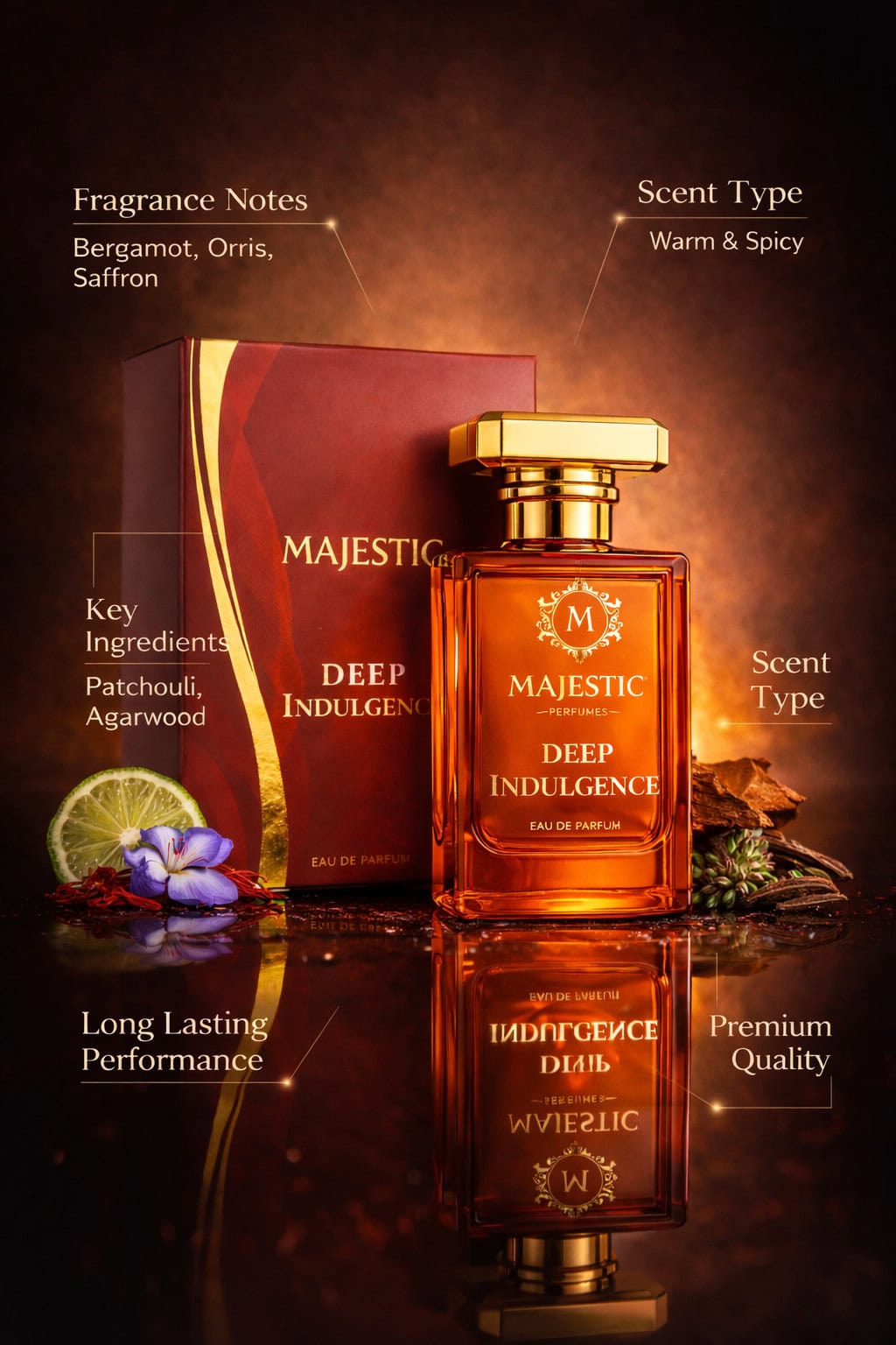 Majestic Perfumes Deep Indulgence Eau de Parfum 50ml – Premium Warm & Spicy Amber Fragrance - Image 4 - Ruby Online