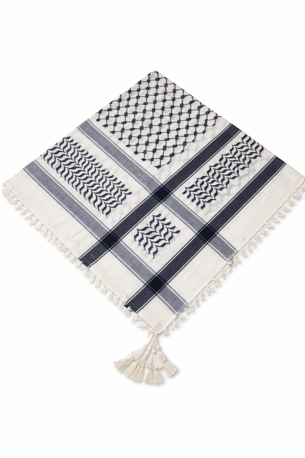 Classic White & Black Keffiyeh Shemagh Scarf with Tassels – Traditional Arabic Headscarf - Image 5 - Ruby Online