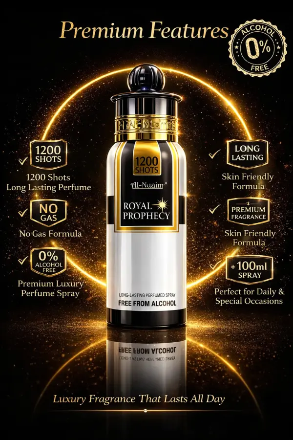 Al Nuaim Royal Prophecy 1200 Shots Premium Perfumed Spray 100ml – Long Lasting Alcohol-Free Fragrance - Image 2 - Ruby Online