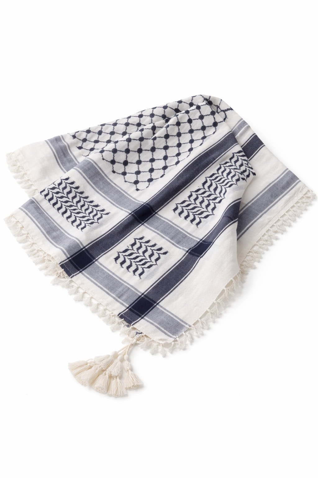 Classic White & Black Keffiyeh Shemagh Scarf with Tassels – Traditional Arabic Headscarf - Image 6 - Ruby Online