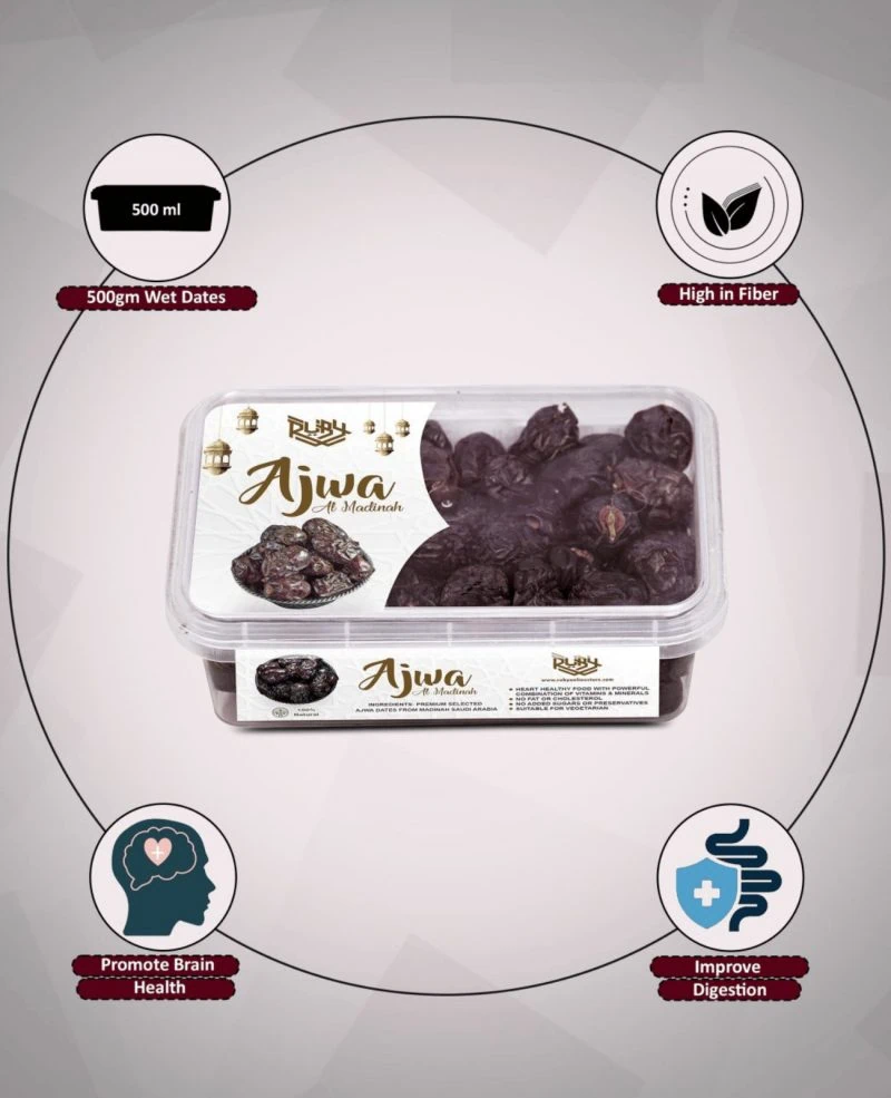 Premium Ajwa Dates from Madinah – 500g and 1kg Fresh Soft Khajoor in Airtight Container - Image 4 - Ruby Online